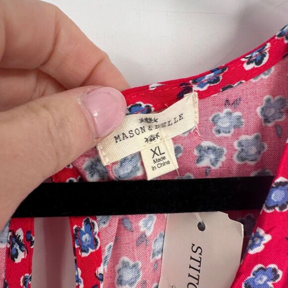 NWT Stitchfix Mason & Belle Lyla Button Detail Dress Size XL Red Floral‎ - Picture 11 of 15